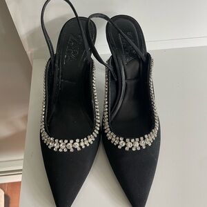 Zara Black Heels with Crystal Accents